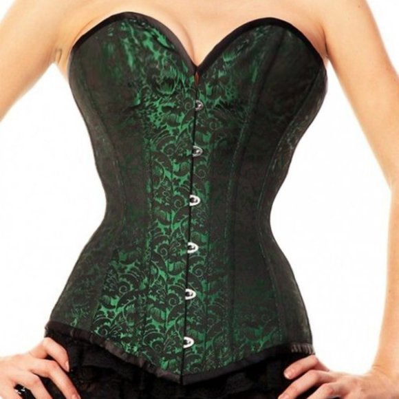 Other - Black & Emerald Brocade Steel Boned Corset L-XL Goth